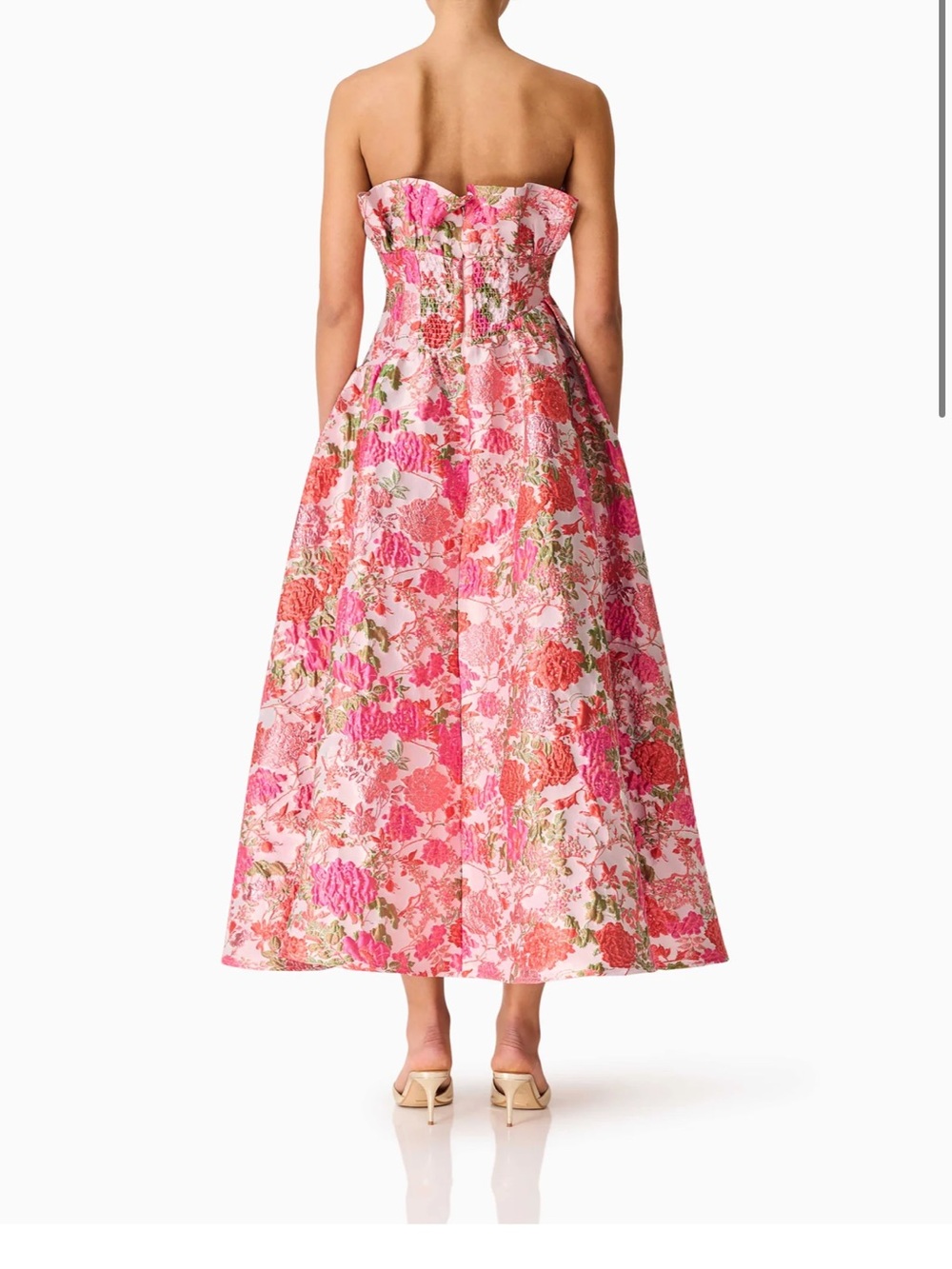 Elliatt Strapless Pink Floral Hi-Low Gown - Picture 4 of 8